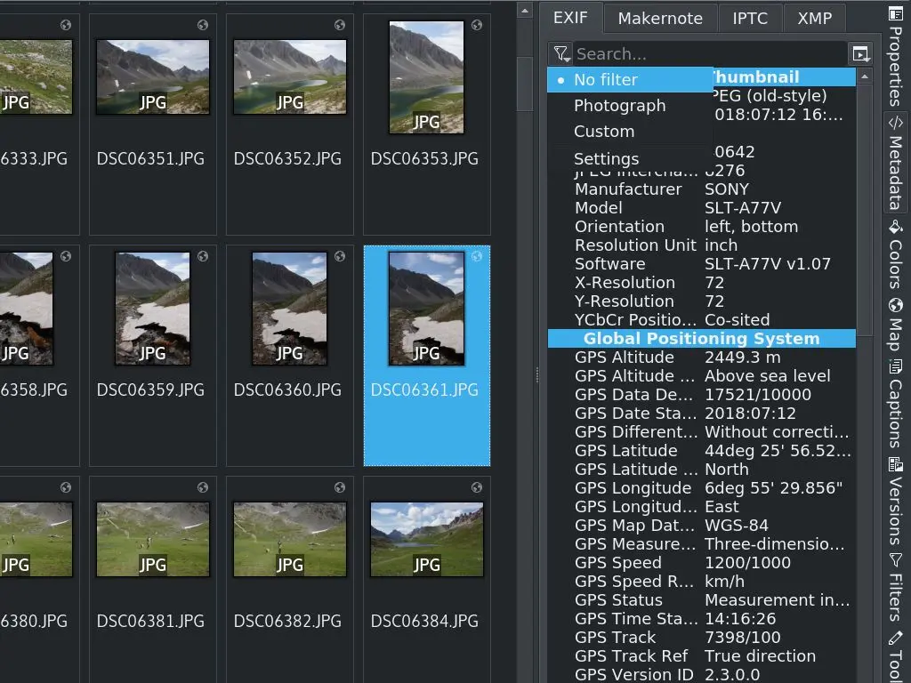 Access detailed to the image metadata information