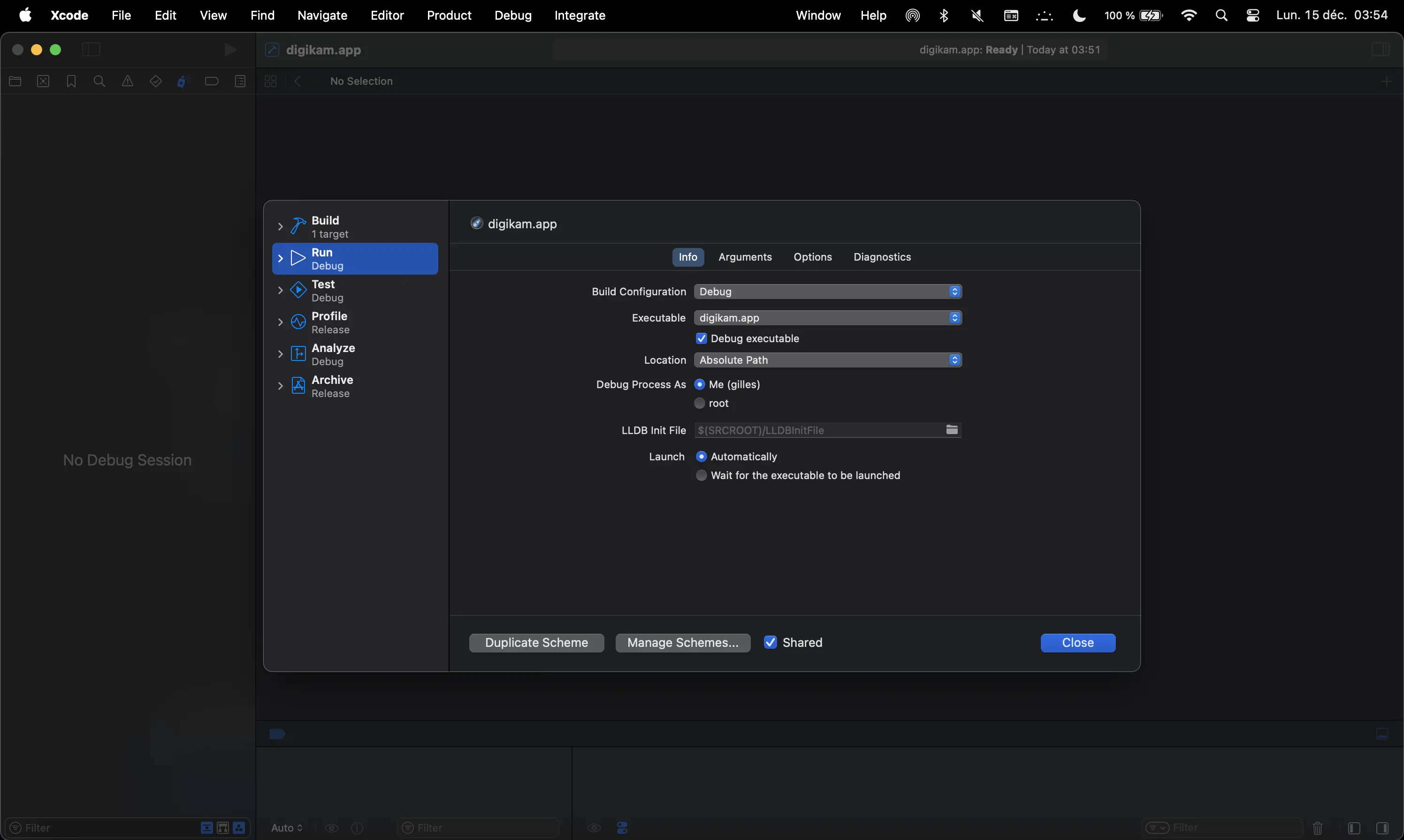 XCode Debugging digiKam