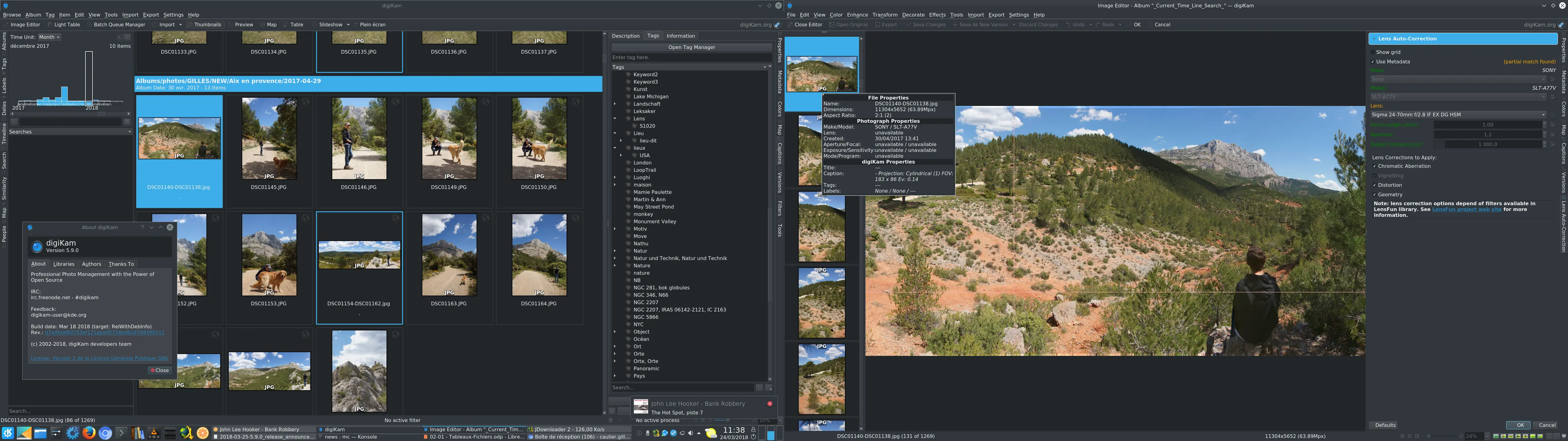digikam 5.9.0 - Time search and Lens correction tool