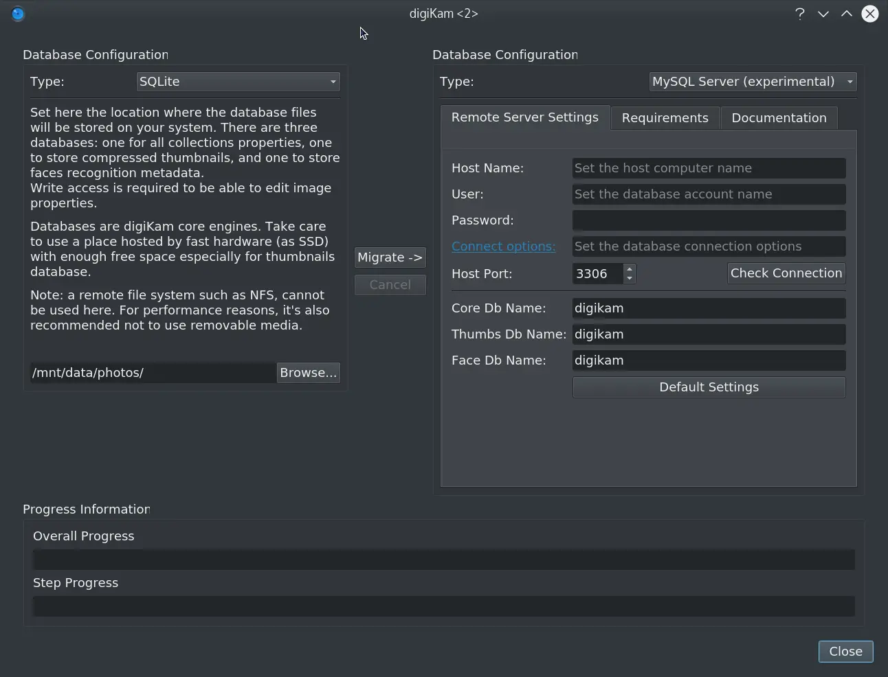 Mysql Config Panel and Migration Tool