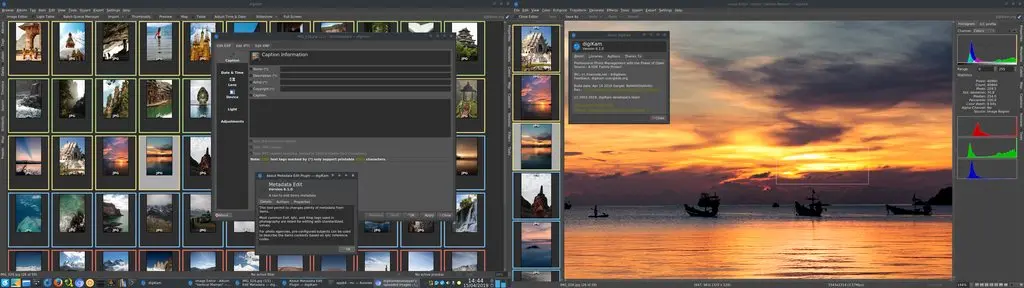 digiKam 6.1.0 with a collection of image export from LR and with famous Metadata Editor