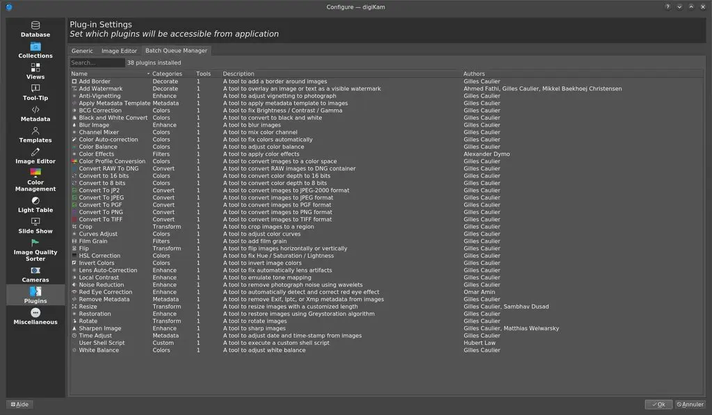 digiKam 6.1.0 Batch Queue Manager plugins