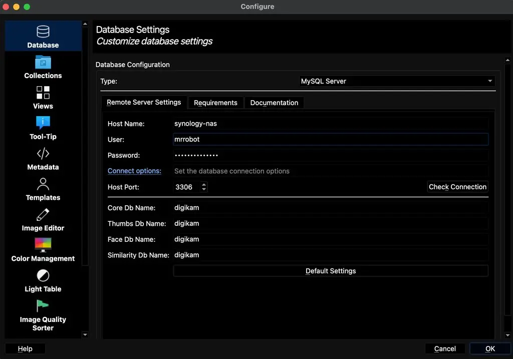 digikam 7.2.0 Remote NAS Database Setup