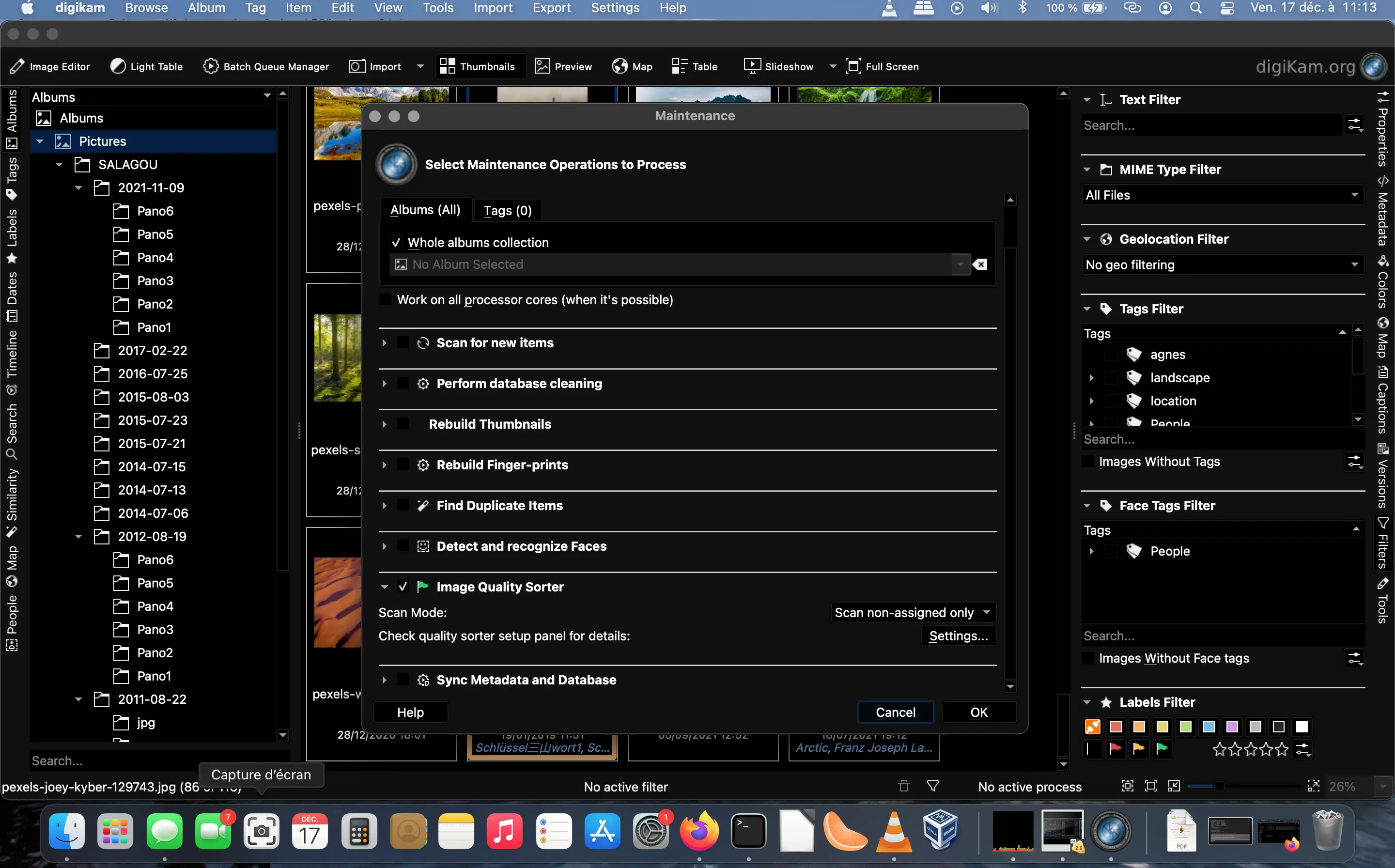 digiKam 7.4.0 Maintenance Dialog and IQS Tool