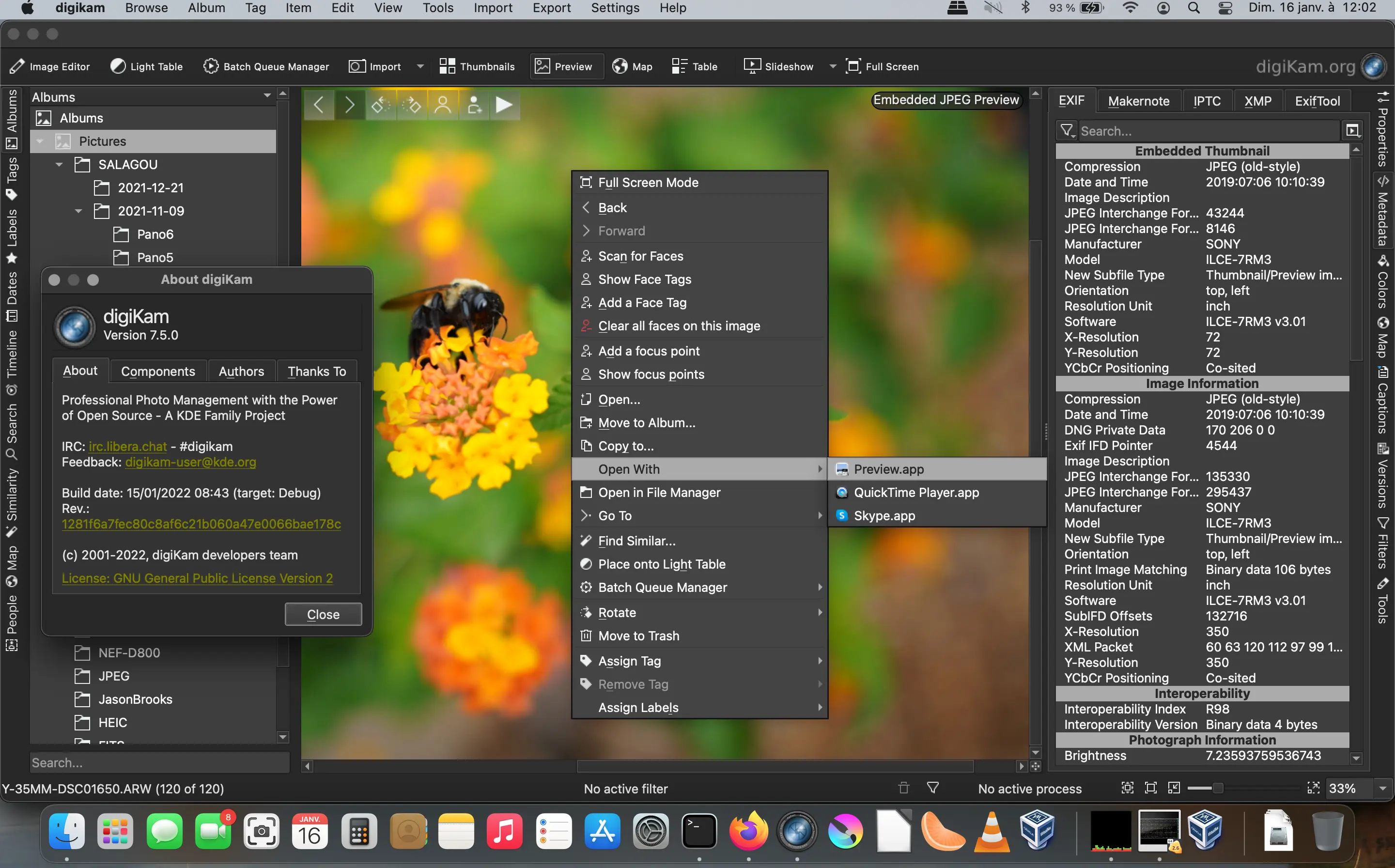 digiKam 7.5.0 and Open-With contextaul menu under macOS