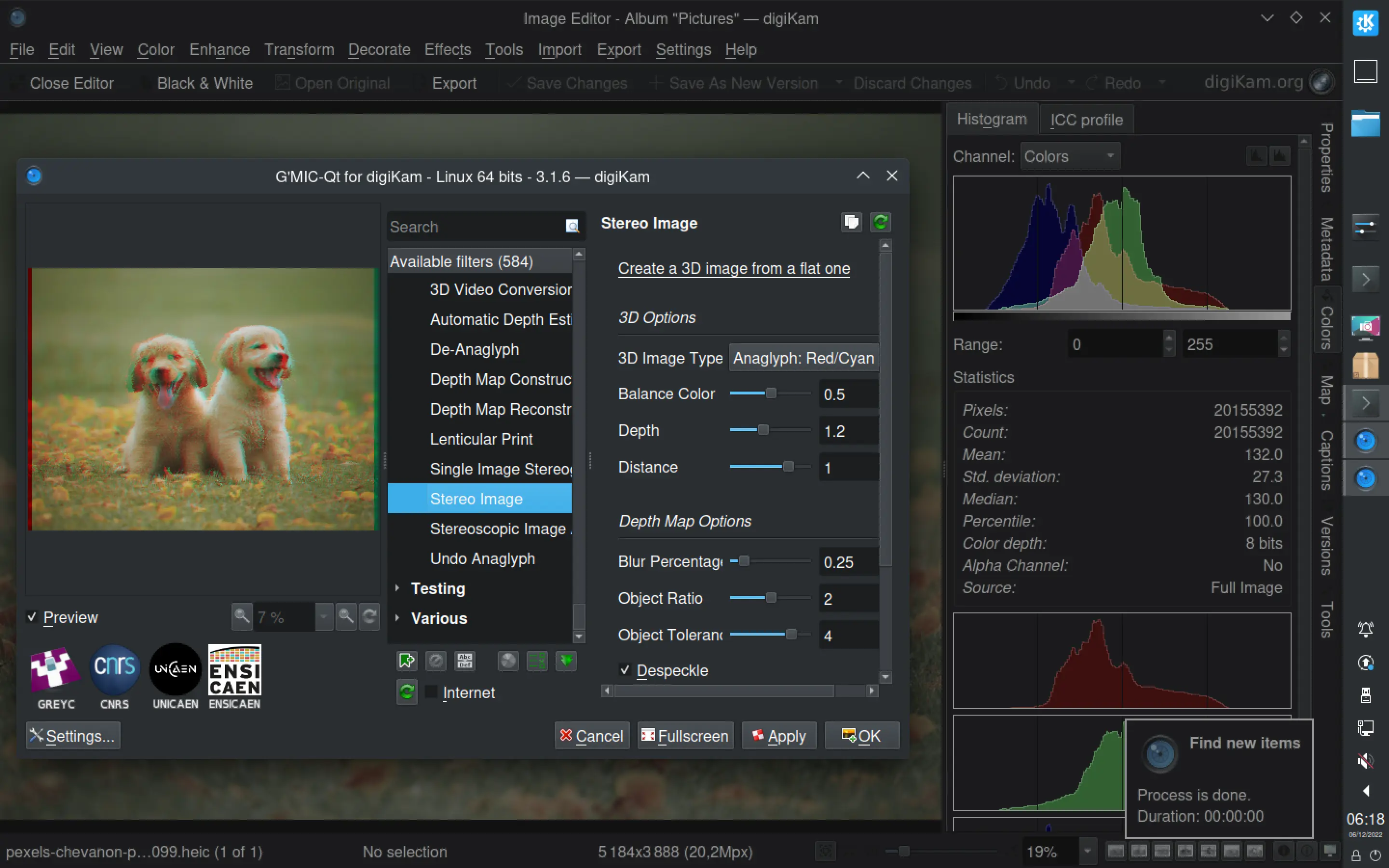 digiKam 7.9.0 Linux AppImage Running GMicQt tool from Image Editor