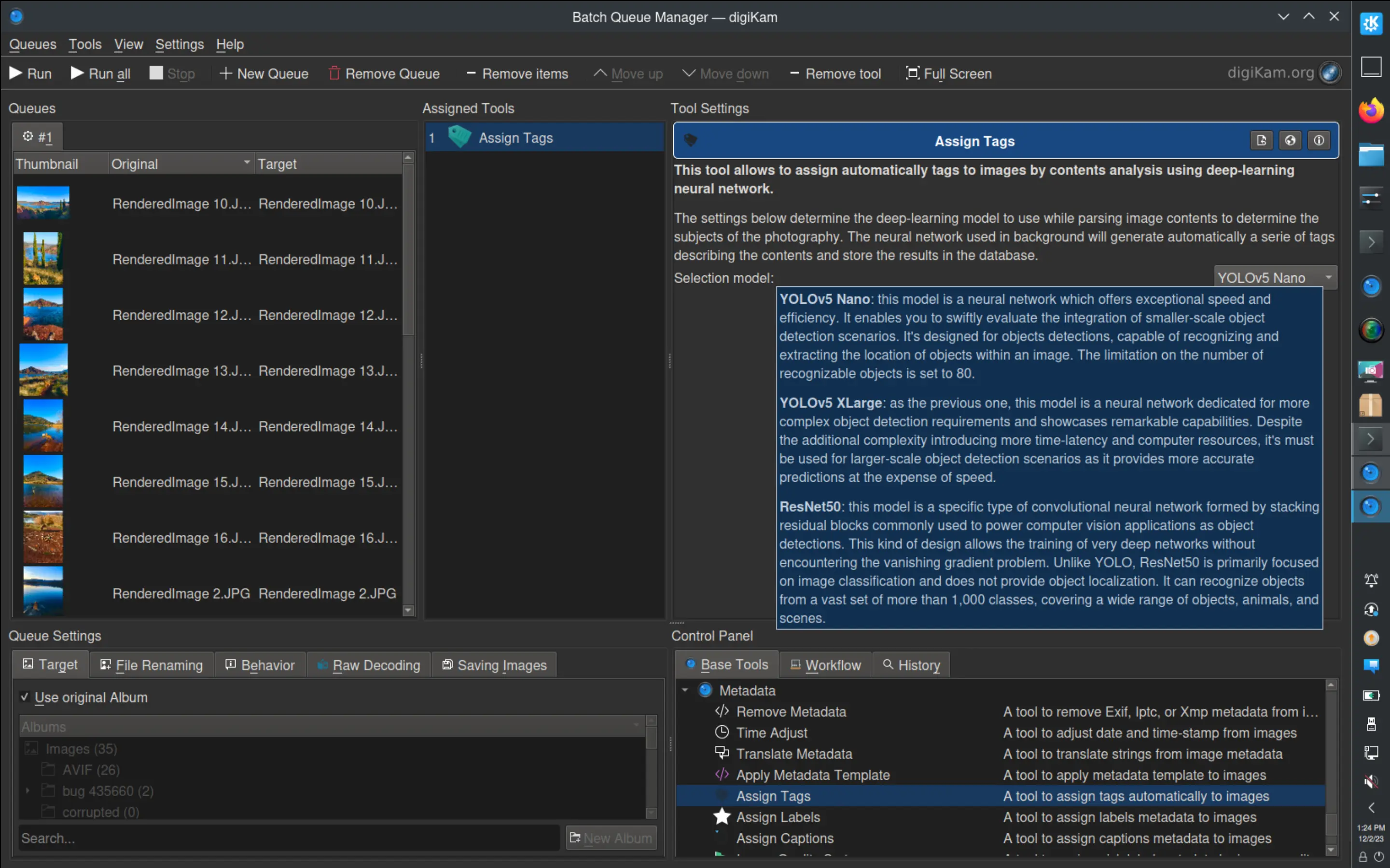 digiKam 8.3.0 Auto-Tags Batch Queue Manager tool