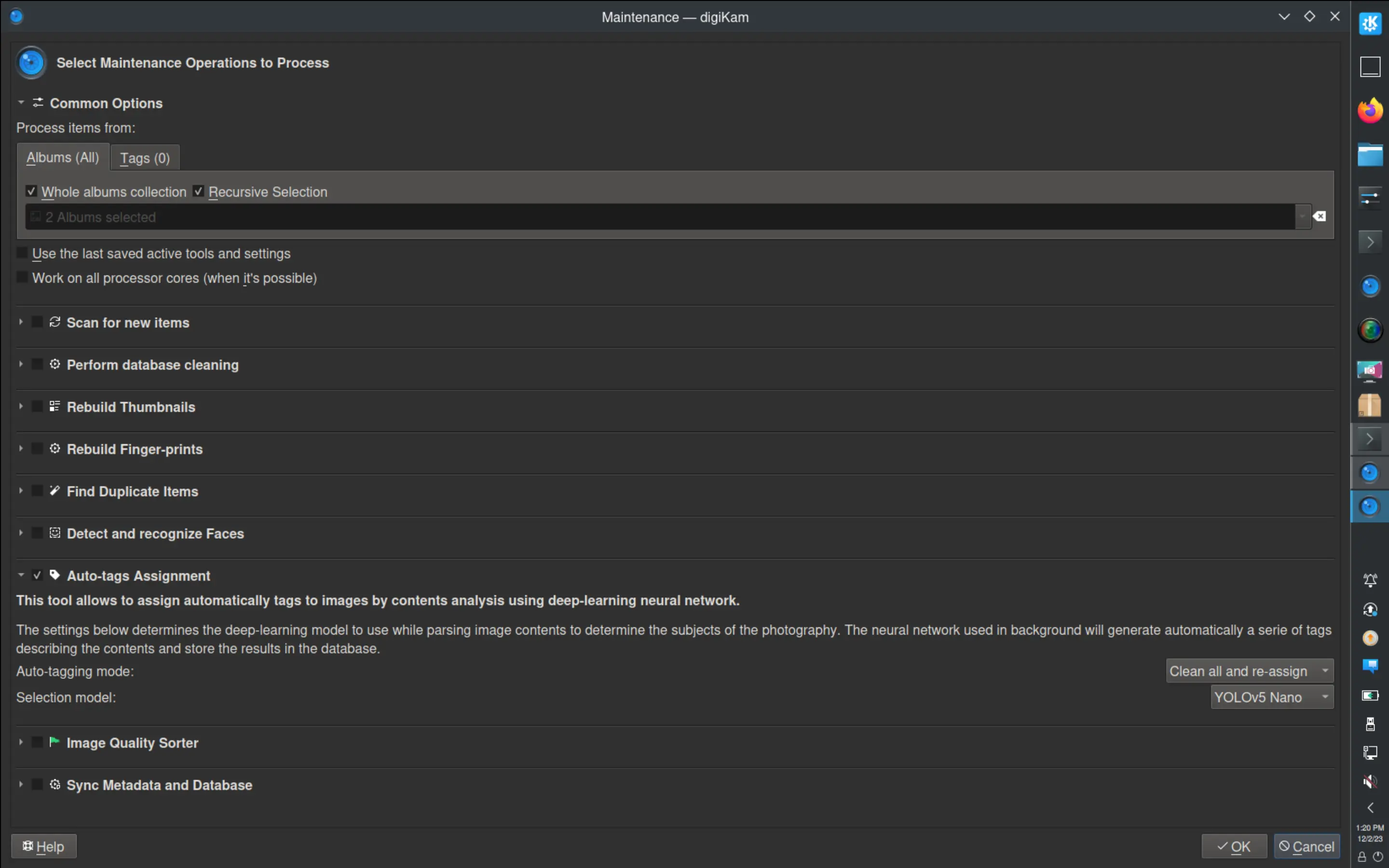 digiKam 8.3.0 Auto-Tags Maintenance tool