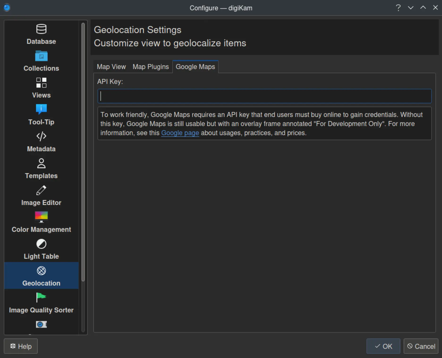 digiKam 8.3.0 Setup Geolocation/GoogleMaps
