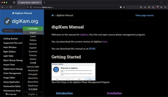The digiKam online documentation with internationalization support