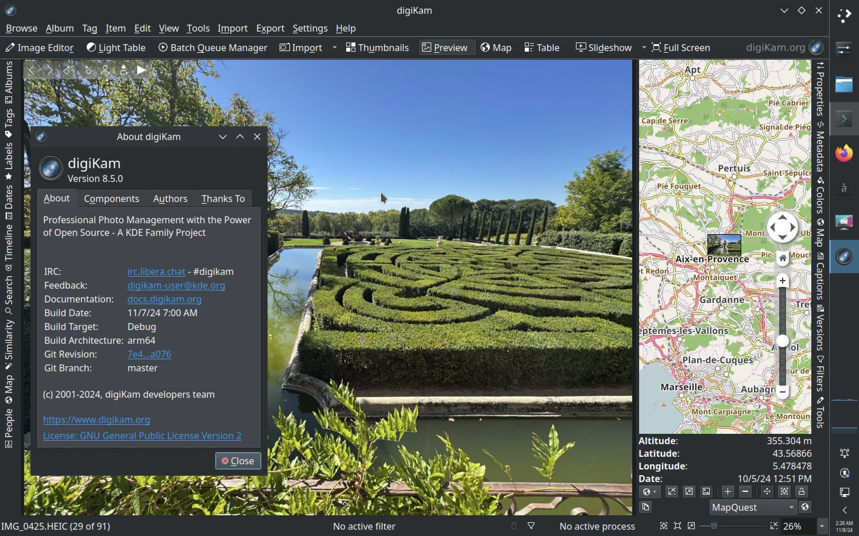 digiKam 8.5.0 Running Under Kubuntu