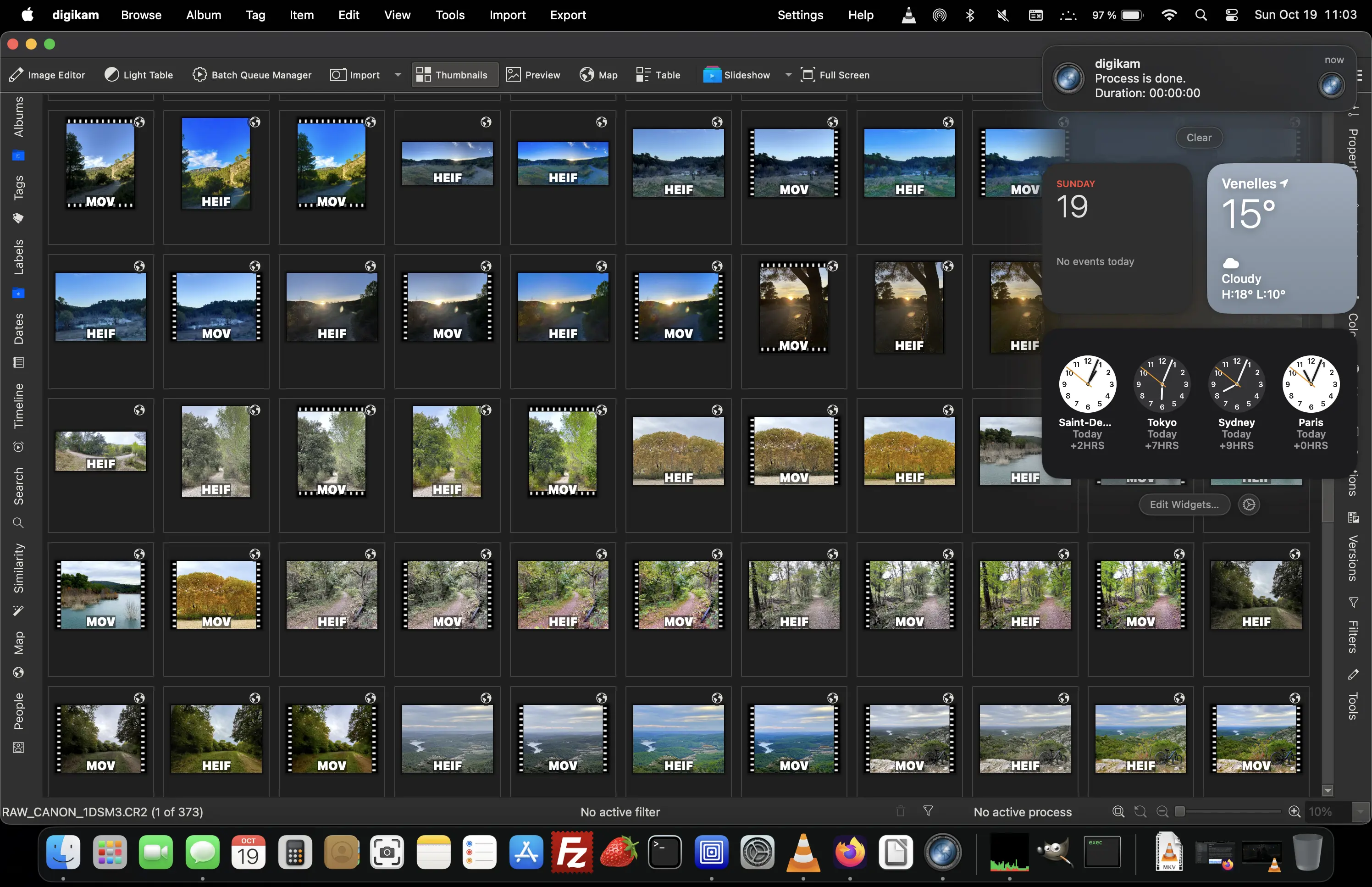 macOS Notification Center displaying a digiKam 8.8.0 event